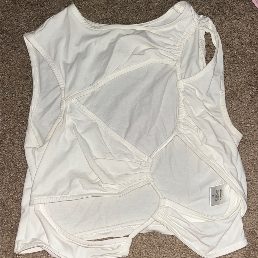 Stylish White Sleeveless Top with cut outs
